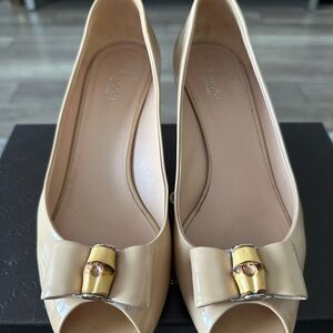 Gucci Nude Patent Leather Heels